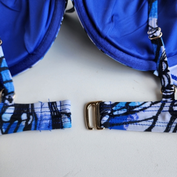 NWT Toluca Swim 2 Pc Angelica Blue Butterfly Bikini Top Bottoms High Waist Sz S - Picture 11 of 16